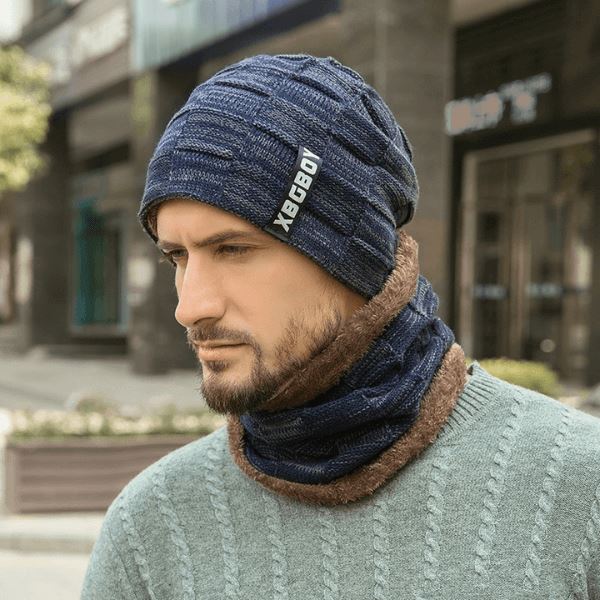 Conjunto Gorro e Gola Peluciada Masculino 0 karavelas Azul Marinho 