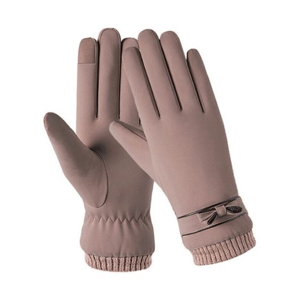 Luva Paris Forrada de Lã com Punho e Touch Screen - Resistente à água. 0 karavelas Cáqui Tamanho único ( 21cm x 9.5cm) 