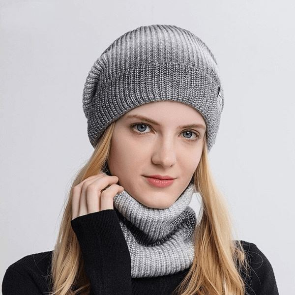 Kit Elegante de Gorro e Gola Degrade - Forro Peluciado 0 karavelas Cinza 