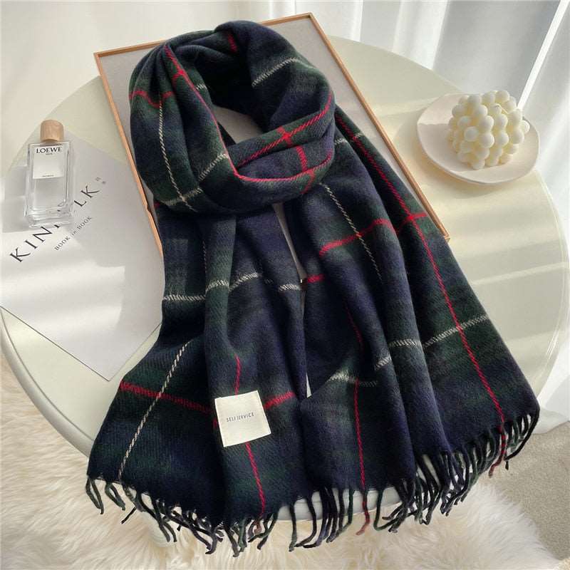 Cachecol Luxuoso Mulher Elegante Cashmere 0 karavelas Azul Marinho/Vermelho 