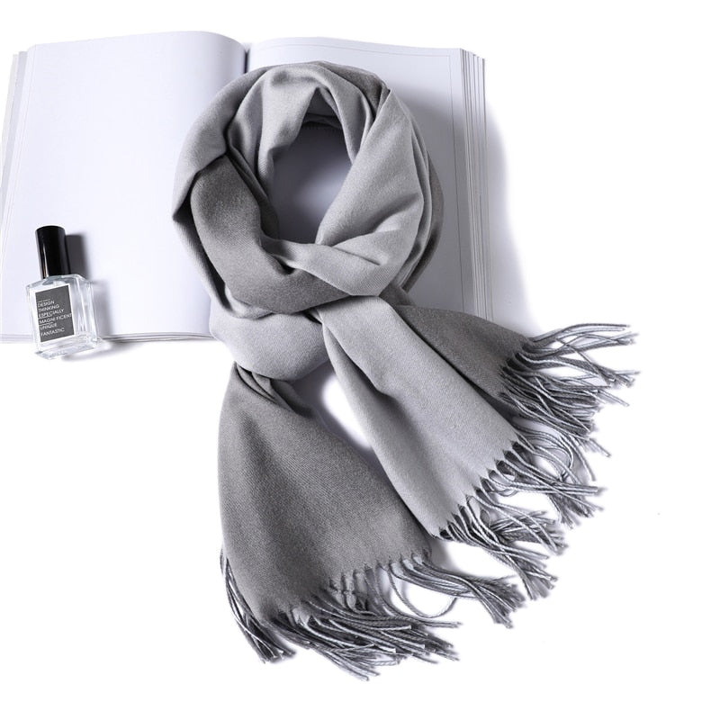 Cachecol de Cashmere Elegante Luxo 0 karavelas Cinza 