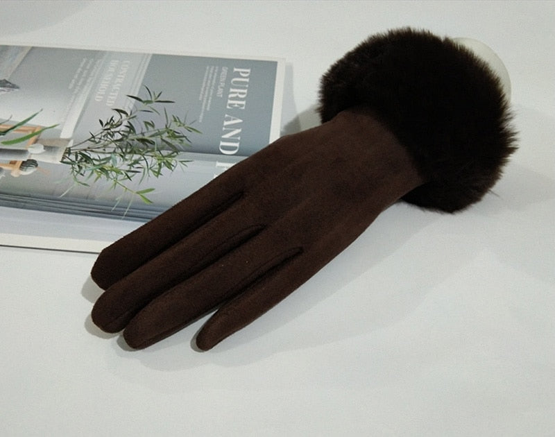 Luva com pompom de Camurça Sintética - Tecnologia Touch Screen no indicador 0 karavelas Coffee 