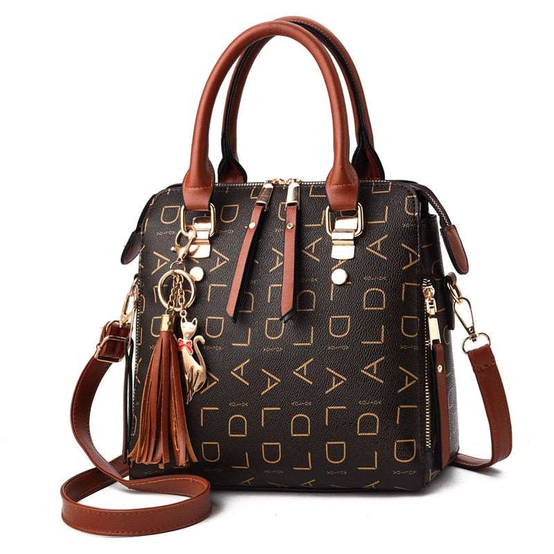 Bolsa Diana Estilosa Classic Luxo de Mão e transversal 0 karavelas Marrom 