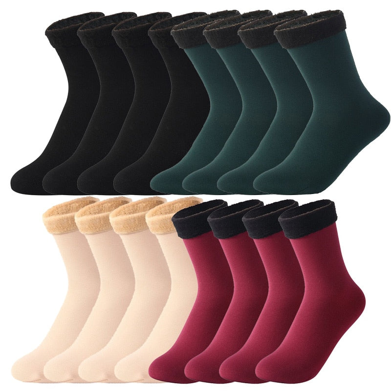 Meias com forro de Lã Térmicas - Kit com 8 Pares 0 karavelas Preto - Verde - Bege e Bordô Único 