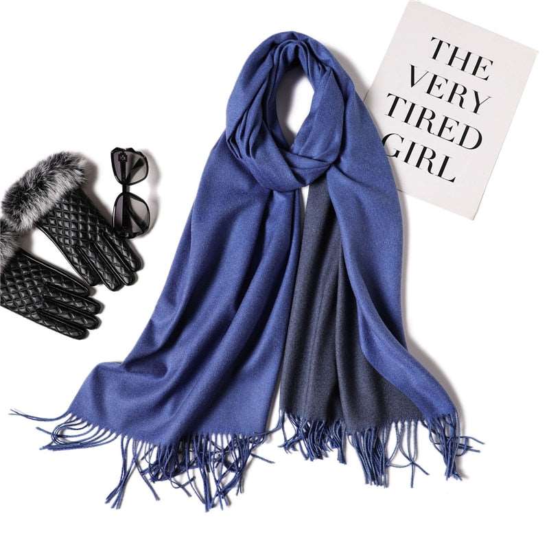 Cachecol de Cashmere Elegante Luxo 0 karavelas Azul Royal 