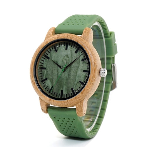 Relógio Vintage de Madeira com Pulseira de Silicone 0 karavelas Verde Militar 