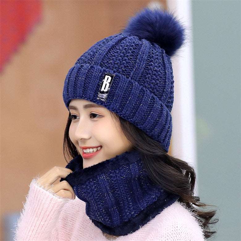 Conjunto Gola e Gorro de Tricô Forrada com Pelúcia 200000447 karavelas azul 