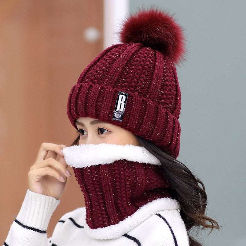 Conjunto Gola e Gorro de Tricô Forrada com Pelúcia 200000447 karavelas Bordô 