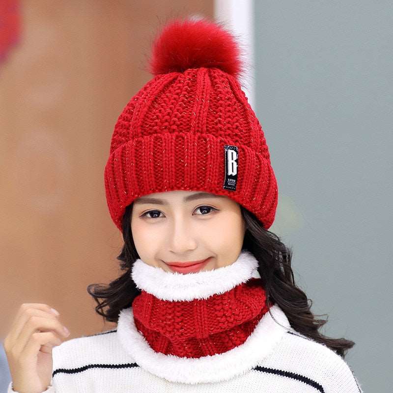 Conjunto Gola e Gorro de Tricô Forrada com Pelúcia 200000447 karavelas Vermelho 