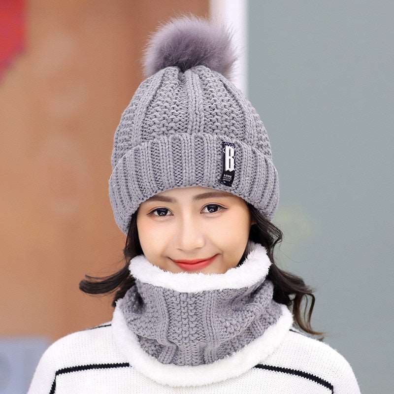 Conjunto Gola e Gorro de Tricô Forrada com Pelúcia 200000447 karavelas Cinza 