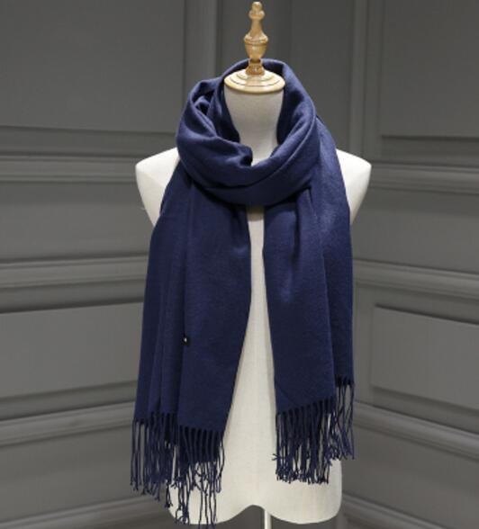 Cachecol de cashmere liso de luxo - Luxury Scarf 0 karavelas Azul marinho 