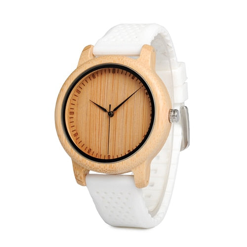 Relógio Vintage de Madeira com Pulseira de Silicone 0 karavelas Branco 
