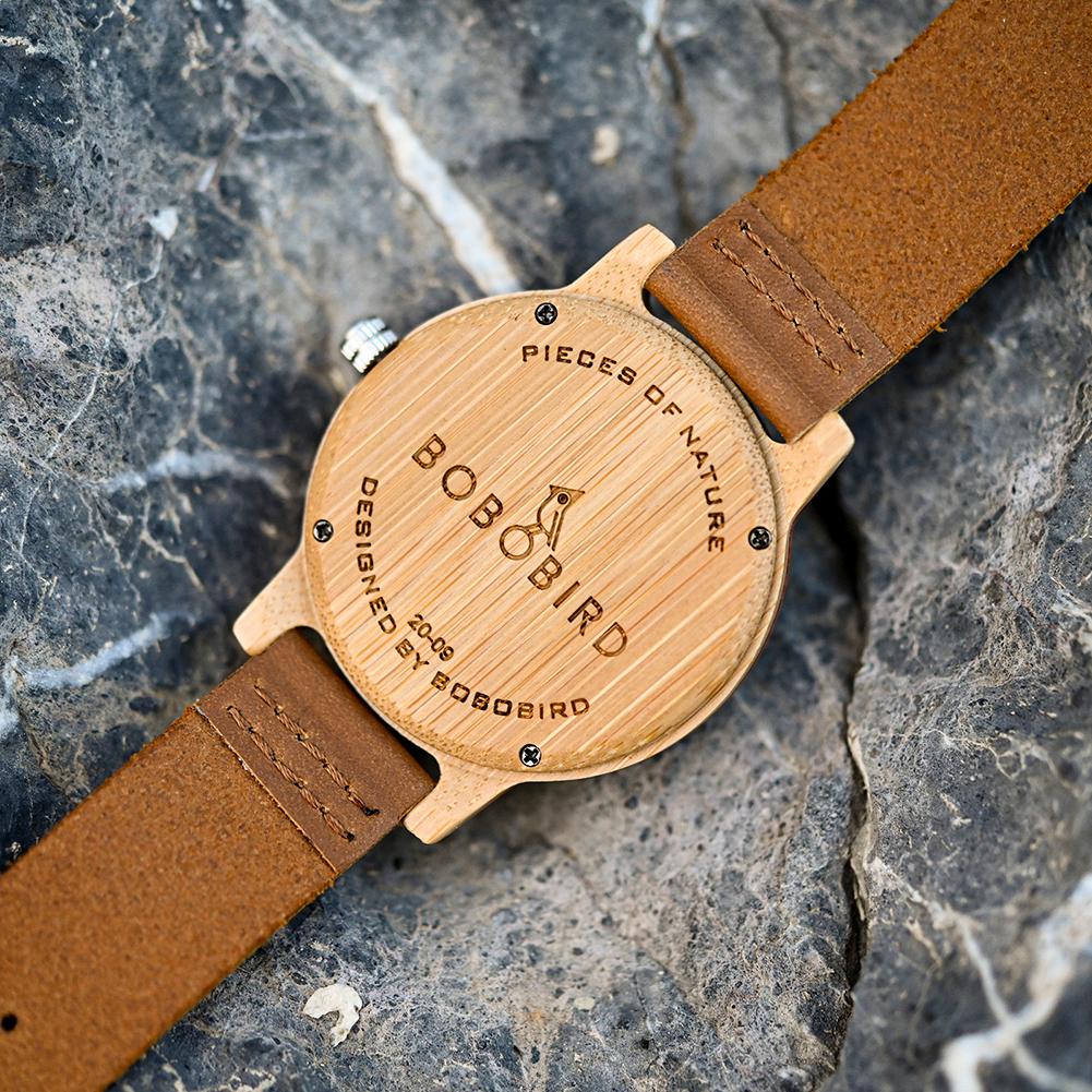 Relógio Vintage Redondo de Madeira com Pulseira de Couro 0 karavelas 