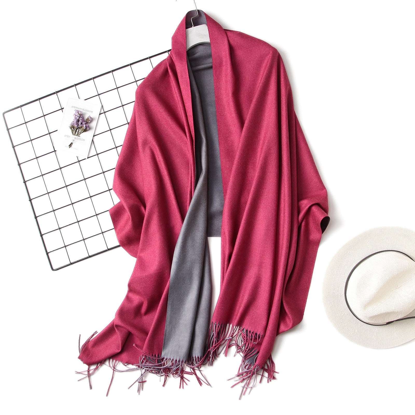 Cachecol de Cashmere Elegante Luxo 0 karavelas Fúcsia 