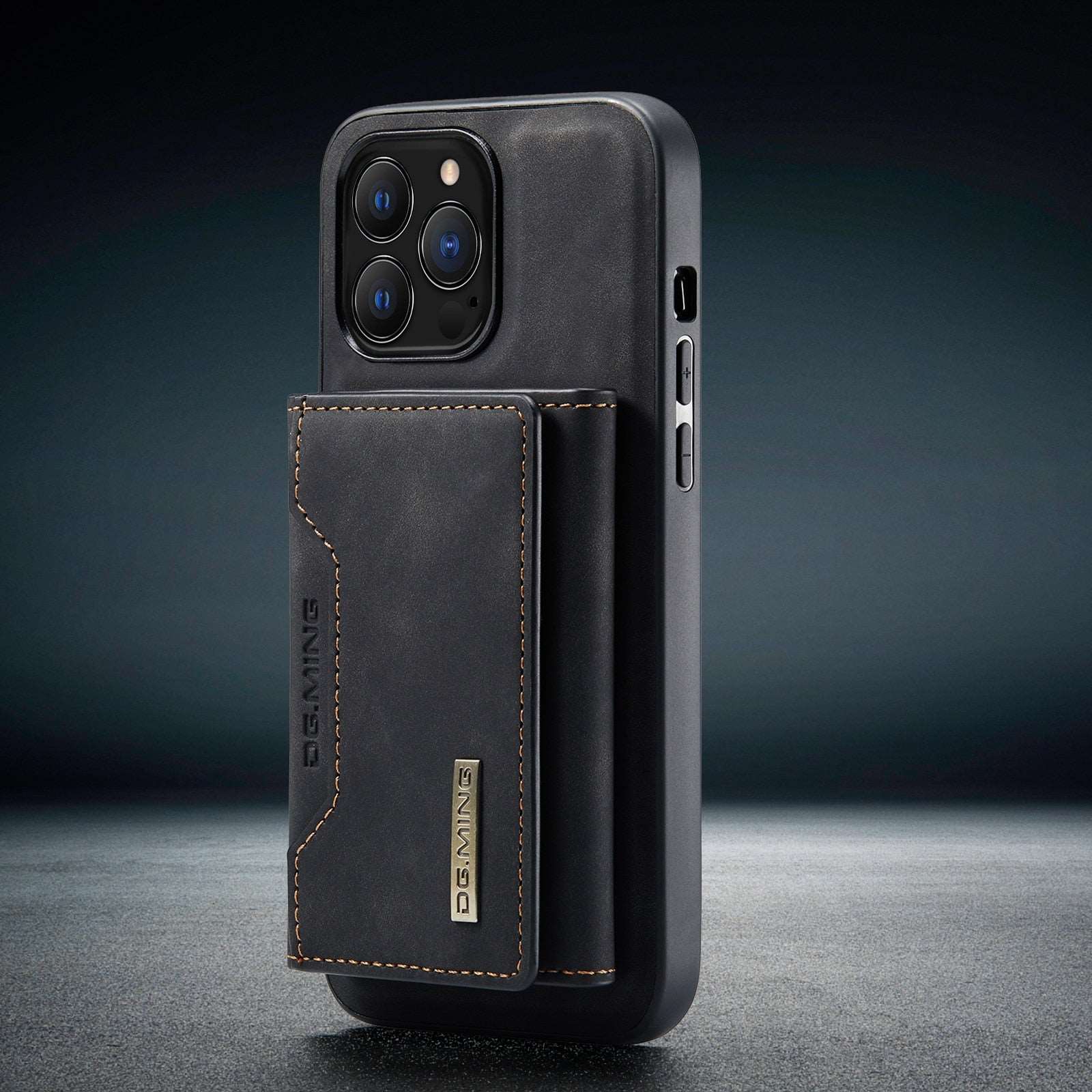 Capa Slim e Carteira de couro vegano magnética exclusiva para IPhone - DG MING 0 karavelas iPhone 13Pro Max Preto aveludado 