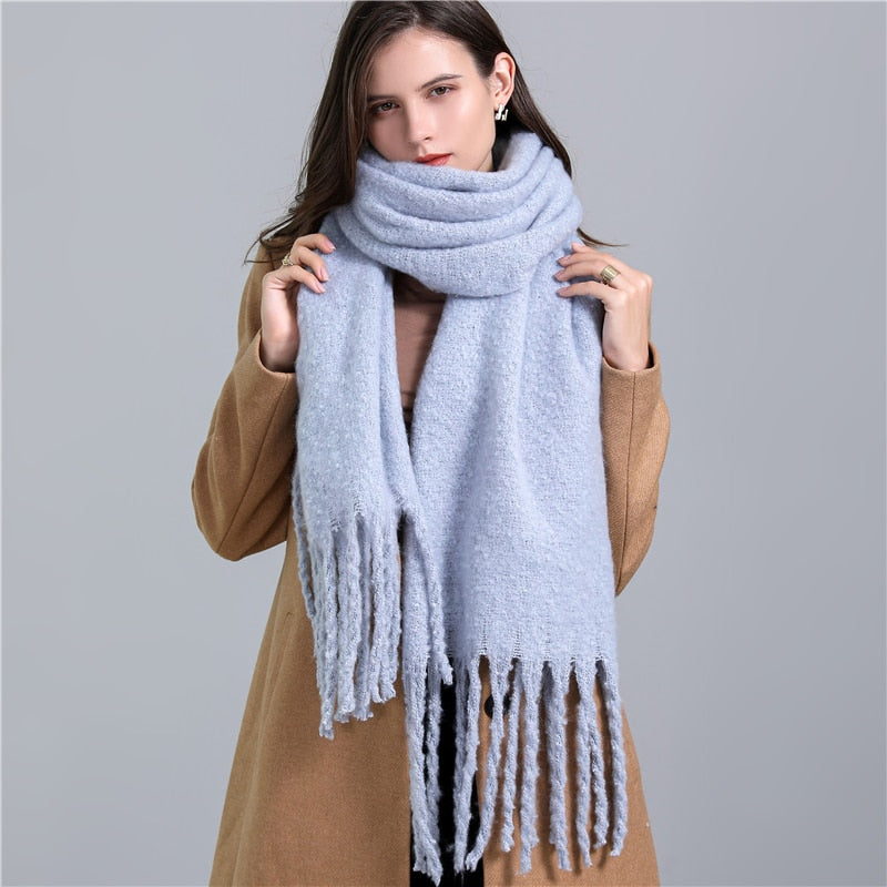Cachecol Pashmina Cashmere Quente - Cores Lisas 0 karavelas Azul Claro 