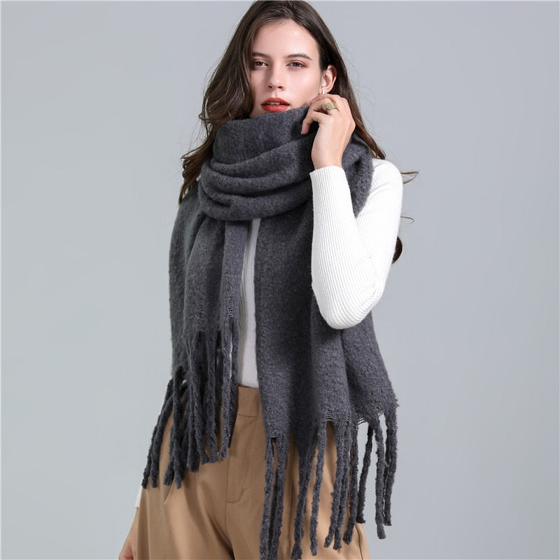 Cachecol Pashmina Cashmere Quente - Cores Lisas 0 karavelas Cinza 