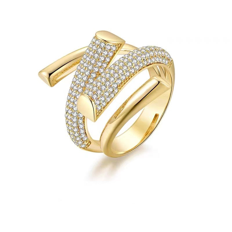 Anel Cravejado de Strass Luxo Delicado 0 karavelas 