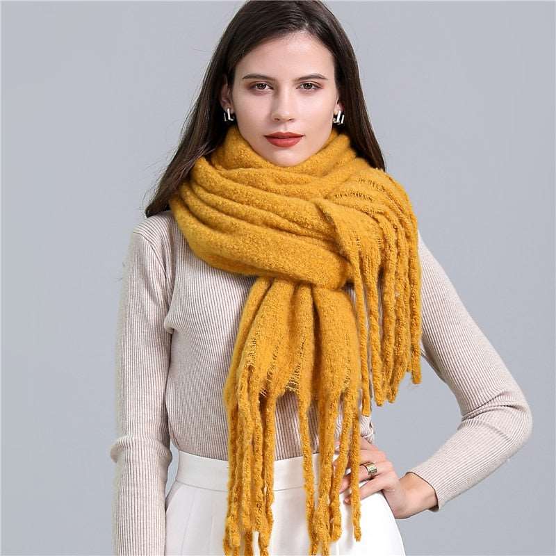 Cachecol Pashmina Cashmere Quente - Cores Lisas 0 karavelas Mostarda 