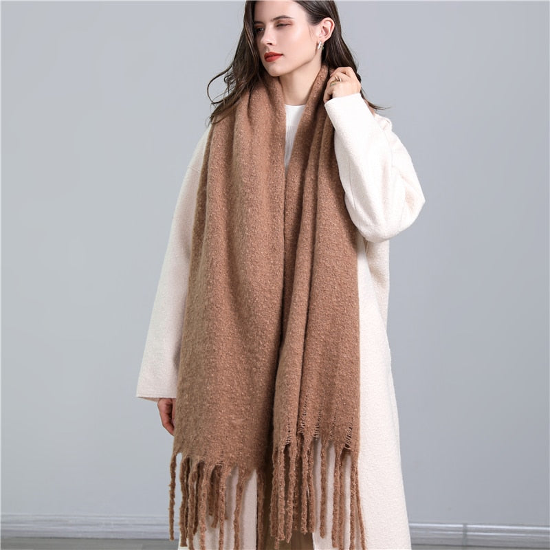 Cachecol Pashmina Cashmere Quente - Cores Lisas 0 karavelas Marrom 