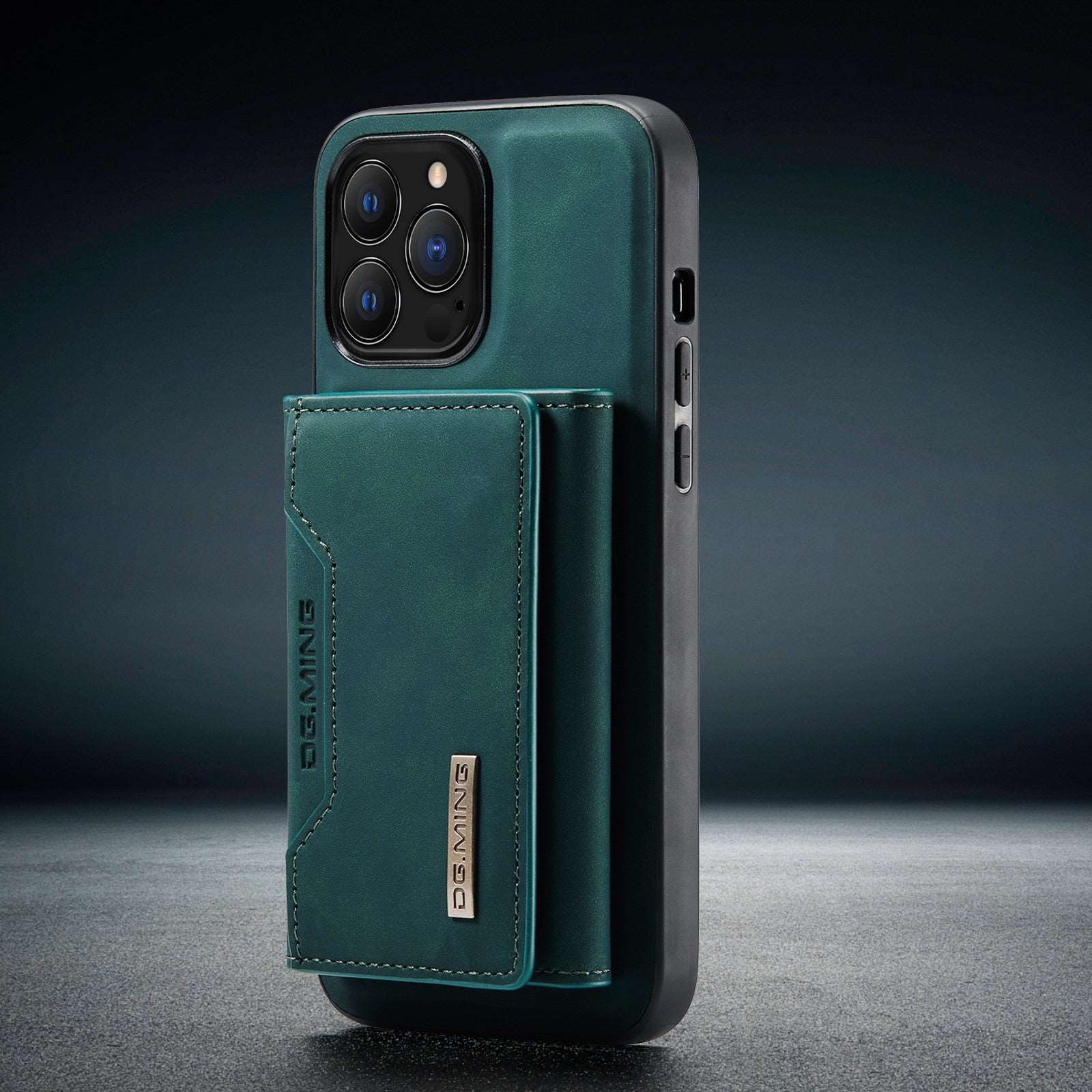 Capa Slim e Carteira de couro vegano magnética exclusiva para IPhone - DG MING 0 karavelas iPhone 13Pro Max Musgo 