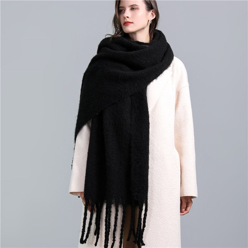 Cachecol Pashmina Cashmere Quente - Cores Lisas 0 karavelas Preto 