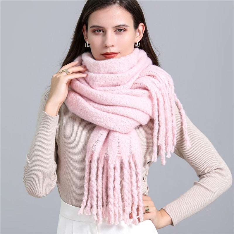Cachecol Pashmina Cashmere Quente - Cores Lisas 0 karavelas Rosa 
