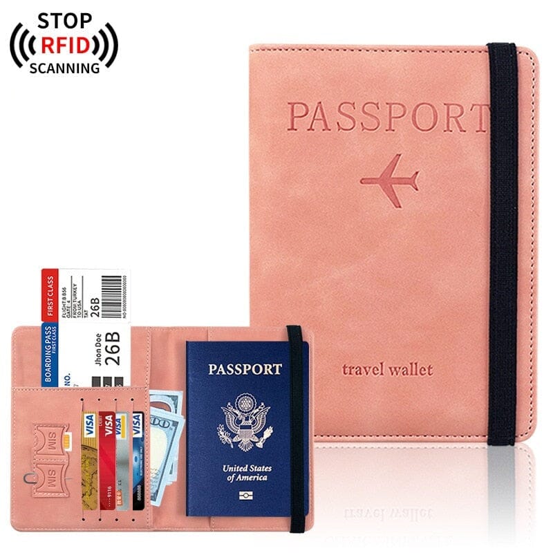Carteira Passaporte anit-furto com bloqueador de dados por aproximação 0 karavelas Rosa 