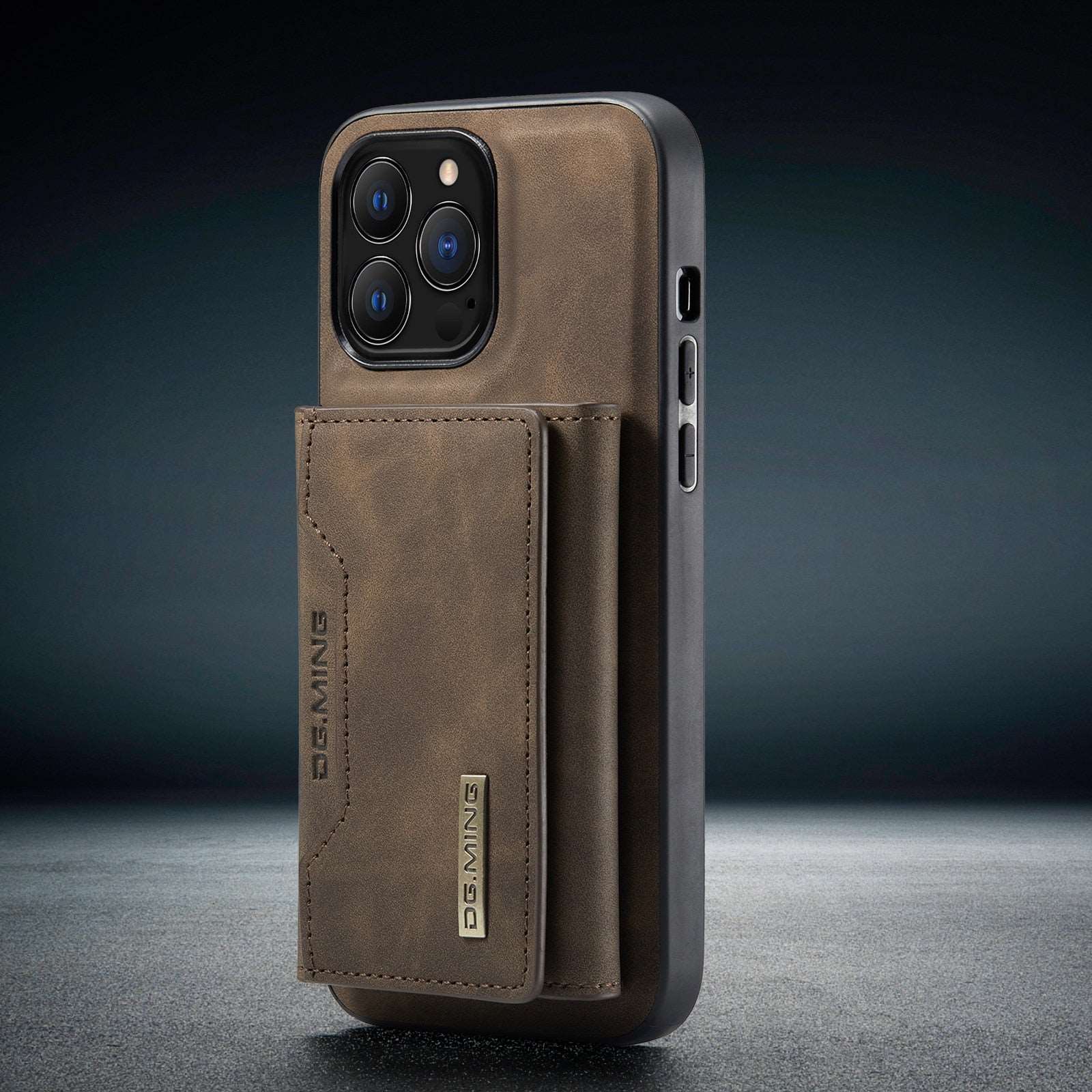 Capa Slim e Carteira de couro vegano magnética exclusiva para IPhone - DG MING 0 karavelas iPhone 13Pro Max Café 