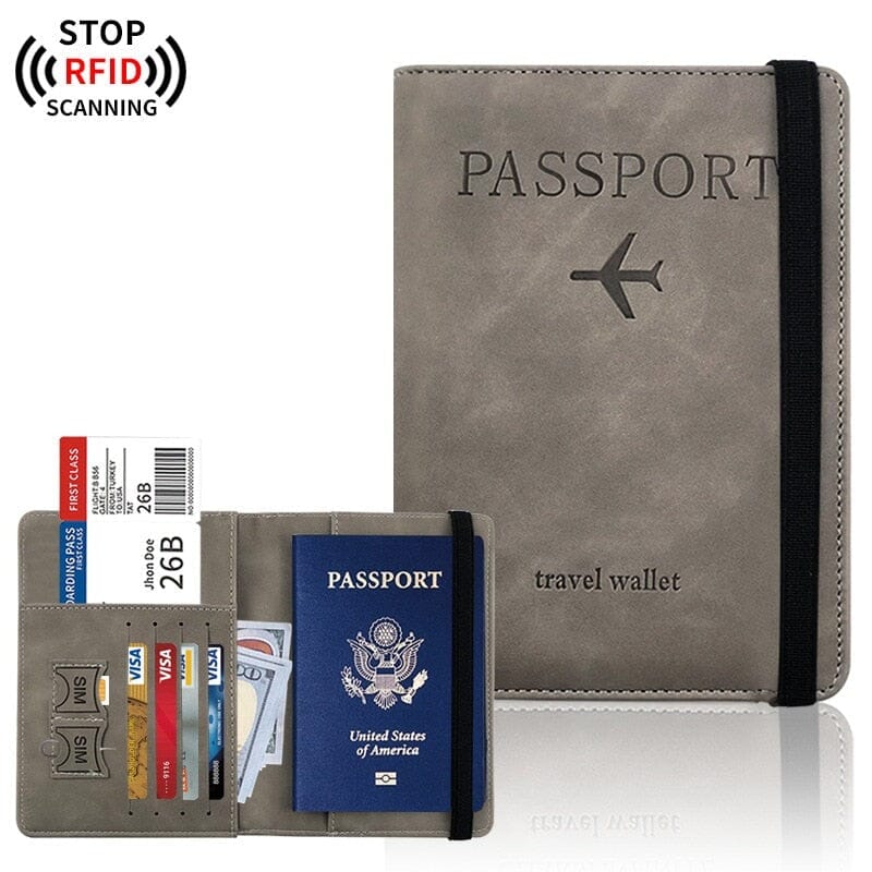 Carteira Porta Passaporte Anti-Furto, Carteira de Viagem com Bloqueador de Dados, Carteira Anti-Furto Compacta para Viagens 