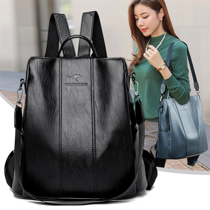 Anti-theft leather backpack women vintage shoulder bag ladies high capacity travel backpack school bags girls mochila feminina 0 karavelas 
