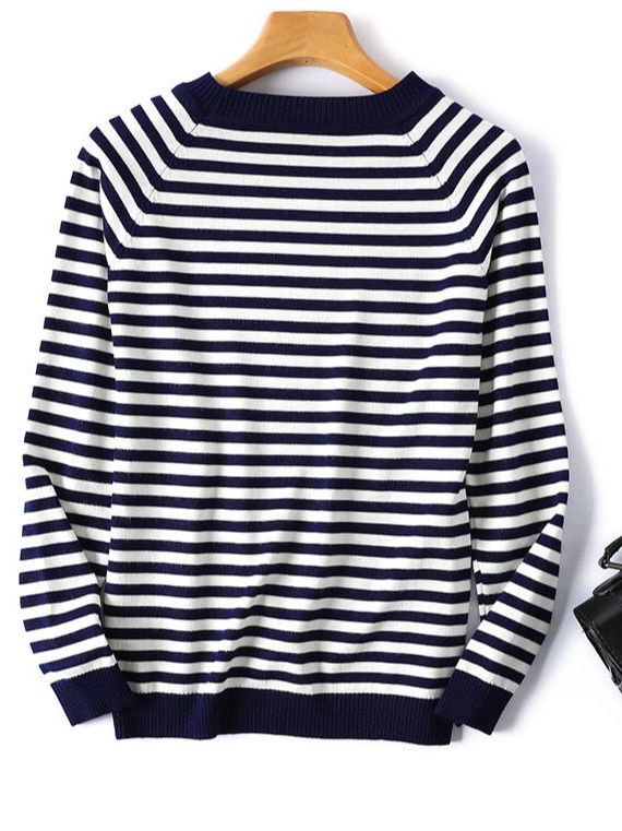 Blusa em Tricô Manga Longa Listrado 0 karavelas Listrado Marinho M 