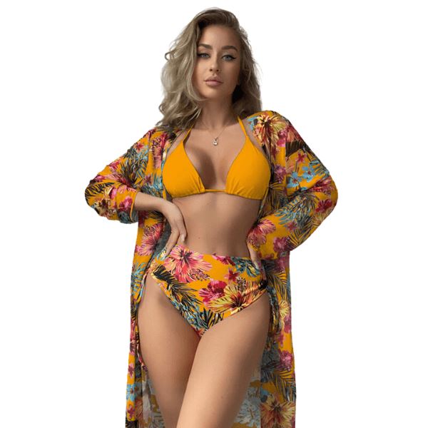 Conjunto de Biquíni Elegância Summer Floral - 3 Peças 0 karavelas Laranja P 