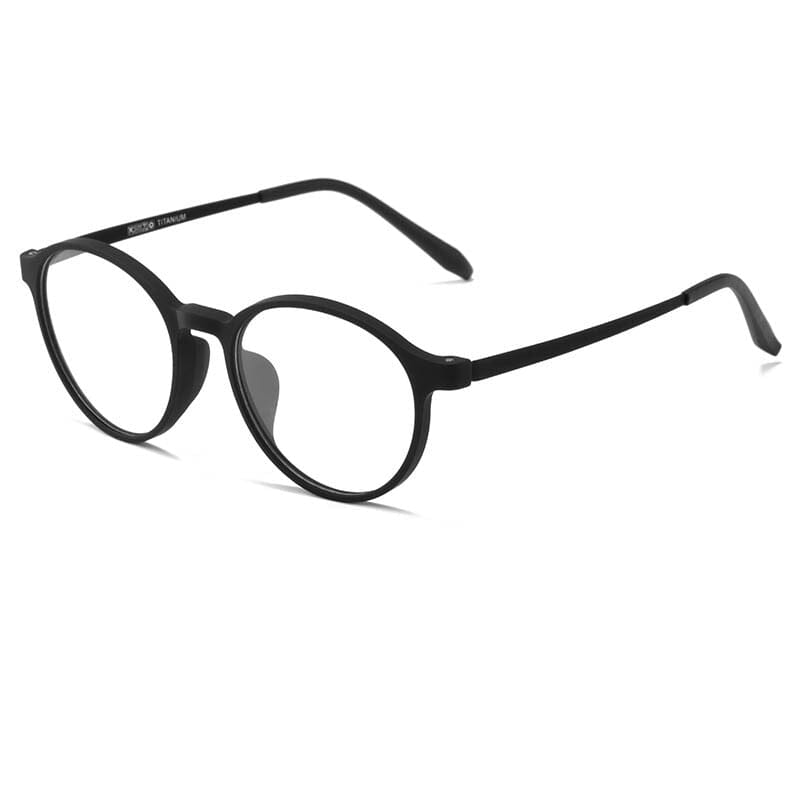 YIMARUILI Ultralight Titanium Alloy TR90 Myopia Glasses Retro Round Optical Prescription Eyeglasses Frame Men And Women H3050 0 karavelas Black Frame 