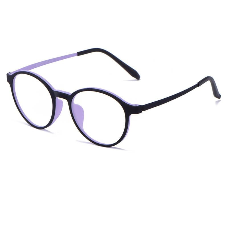 YIMARUILI Ultralight Titanium Alloy TR90 Myopia Glasses Retro Round Optical Prescription Eyeglasses Frame Men And Women H3050 0 karavelas Black Purple Frame 